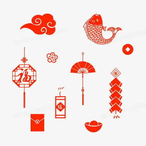 一组中式红色剪纸装饰合集元素png图片素材下载剪纸png熊猫办公