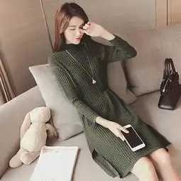 优雅精致女人味针织连衣裙,保暖显瘦两不误