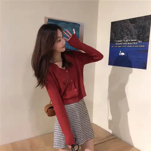 2020新款春夏装韩版宽松短款外搭长袖小款针织开衫外套女薄款上衣