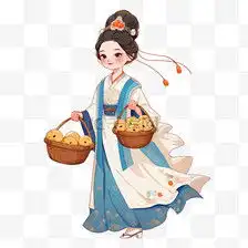 中秋节古代美女月饼卡通手绘元素素材图片免费下载千库网