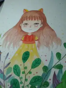 手绘水彩小女孩
