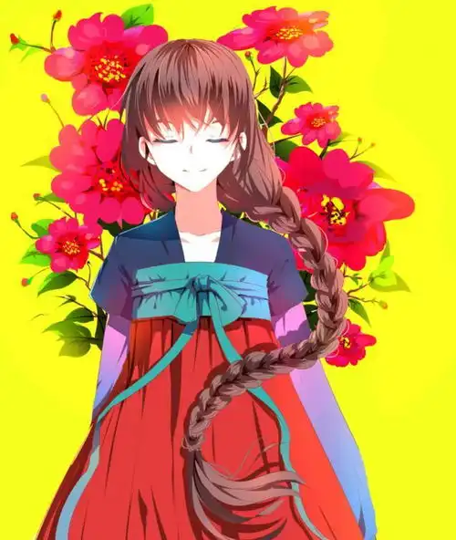 美少女手绘画身穿和服,楚楚动人,让人格外喜欢的小姑娘
