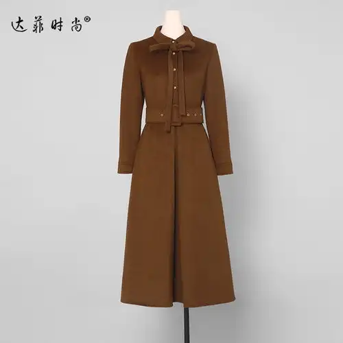 2018冬装新款连衣裙女装毛呢修身大摆显瘦气质裙子欧美名媛时尚