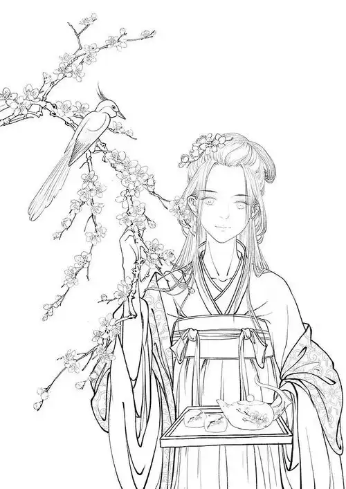 古风人物线稿,绘画练习