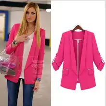 candyautumnspringnobuttonwomanlady4sleeveslimsuitblazerebay
