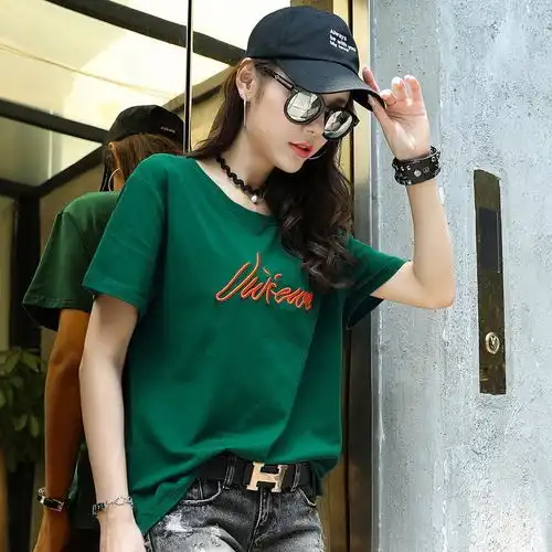 夏季女装短袖t恤女学生韩版宽松大码纯棉200斤闺蜜装夏天衣服上衣