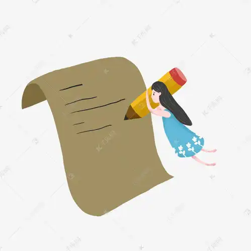 简约手绘写信的女孩插画海报免抠元素素材图片免费下载千库网
