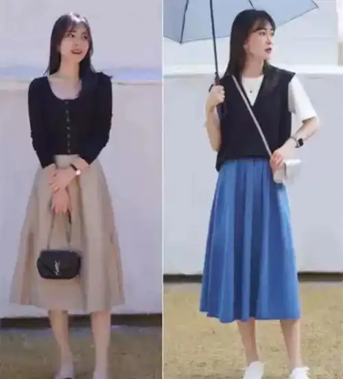 这才是微胖中年女人该有的打扮裙过膝衣不紧身,优雅显瘦