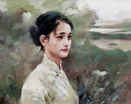 江南美女柔情似水,潘鸿海油画作品