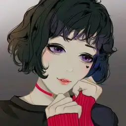 情侣头像二次元女的短发脸上有痣男的双手比心
