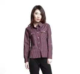 clen格子控格纹女修身翻领灯芯绒衬衫ok11aw101001