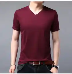 莫代尔棉打底衫体恤半袖男士上衣服夏季短袖t恤男韩版潮流v领牌服