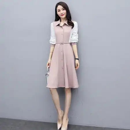 施悦名气质连衣裙女神范显瘦女装时尚小香风2021年新款春装衬衫裙子显高a图片大全邮乐官方网站