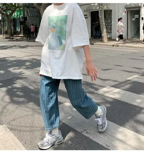 卓纪短袖t恤男士夏季ins港风宽松印花上衣韩版潮流百搭帅气情侣休闲半袖