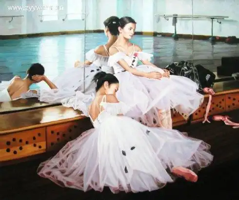 油画里的性感的芭蕾舞美女,纯洁无瑕