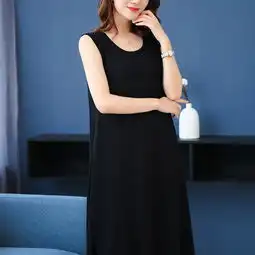 2018夏季新款女装纯色假两件韩版时尚长款连衣裙