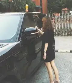 一辆路虎停在大学门口,车顶放一瓶冰红茶,女生想拿走但身高不够