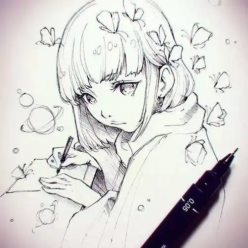 喜欢重金属摇滚的小姐姐,竟画出了小清新二次元动漫手绘