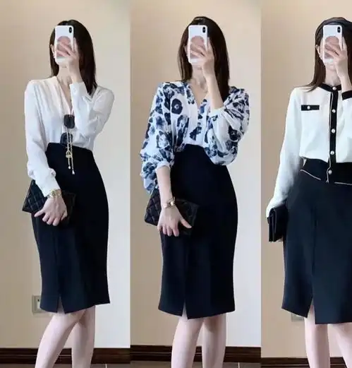 中年女人多穿过膝裙,日常上班都好看,气质优雅,女人味足