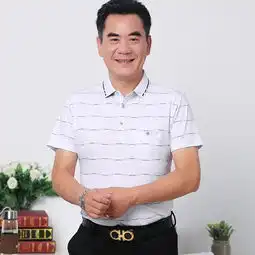 2018夏季新款简约时尚中老年气质男装短袖t恤