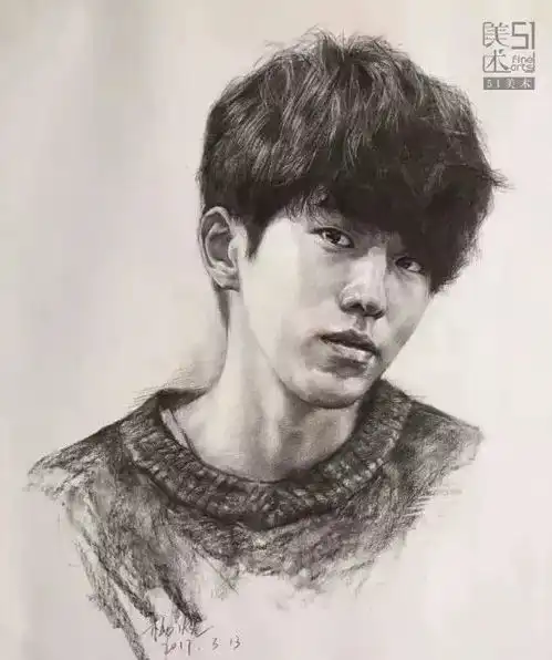 男女青年素描头像怎么精细画附步骤图