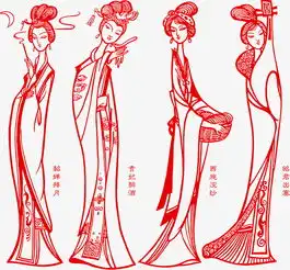 2017年四大美女新年剪纸窗花素材图片免费下载高清装饰图案png千库网图片编号6866653