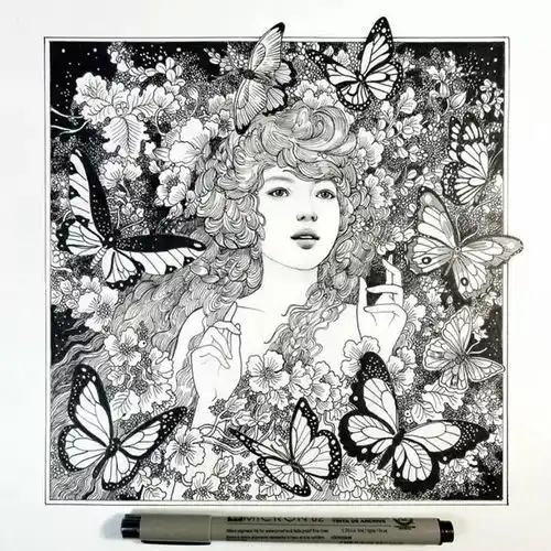手绘黑白插画欣赏