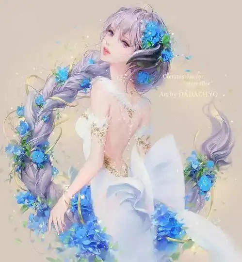 五官精致,皮肤通透,自带一股仙气的女孩插画