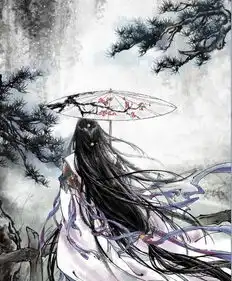 求图古代女孩背影长发飘飘唯美背景不限古代衣服