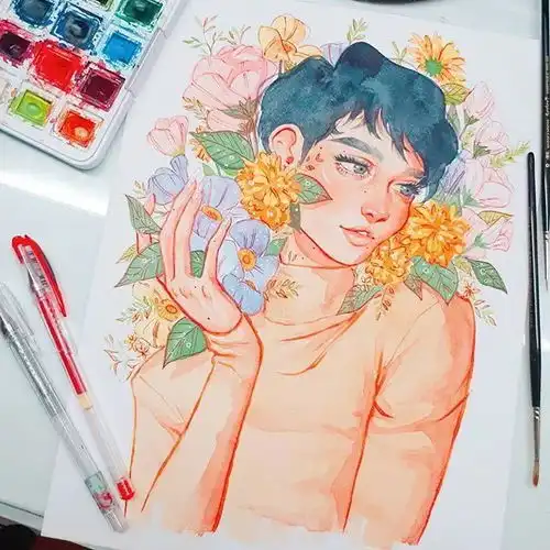 巴西美女插画家凭着绚丽多彩的水彩画实力圈粉15万,笔下古灵精怪的少女美呆了