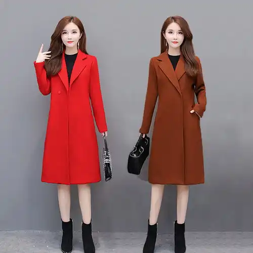 金凤呢大衣女中长款2019秋冬新款减龄时尚过膝盖韩版呢子外套女