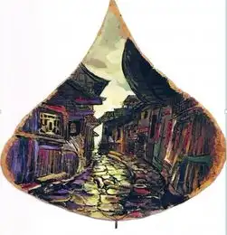 网友在银杏叶上画出古典美女桷树菩提树落叶也可作画