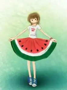 夏天的爱人叫西瓜.西瓜少女卡通可耐堆糖,美好生活研究所