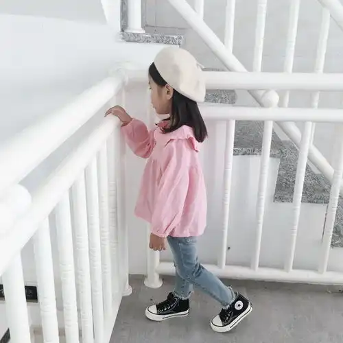 秋季女童衬衫2019新款女宝宝百搭花边衬衣秋装儿童长袖上衣娃娃衫