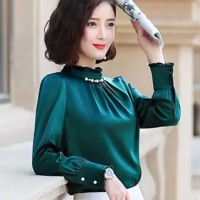 妈妈春秋装t恤女中老年女装长袖衬衫大码中年女上衣打底衫4050岁