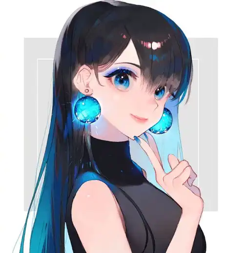 深蓝色瑰丽梦幻的少女插画,对于眼睛的刻画绝了