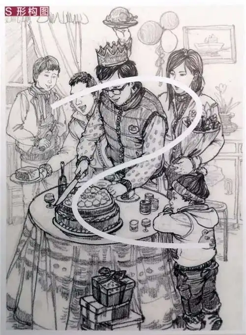 人物场景速写临摹图片构图形式教学