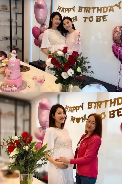 李亚男挺孕肚与王祖蓝庆祝34岁生日现场活泼搞怪少女心满满