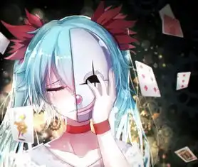 求一张初音未来一半脸用面具遮住在大哭的图片
