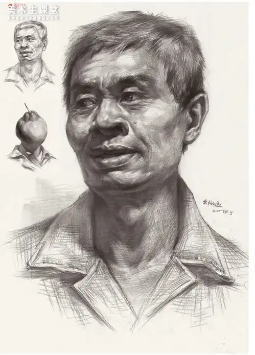 联考素描头像丨素描卷发男青年头像教学讲解,附范画视频