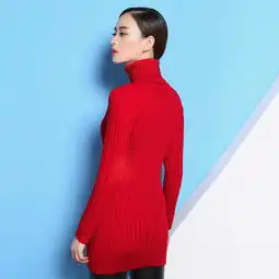 2015年秋季新款女装高领纯色休闲百搭中长款针织羊毛衫h5589