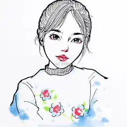 她的插画真美简洁风手绘头像有木有被惊艳到