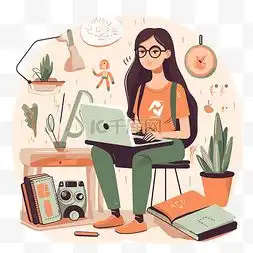 戴眼镜卡通女孩图片戴眼镜卡通女孩图片素材免费下载千库网