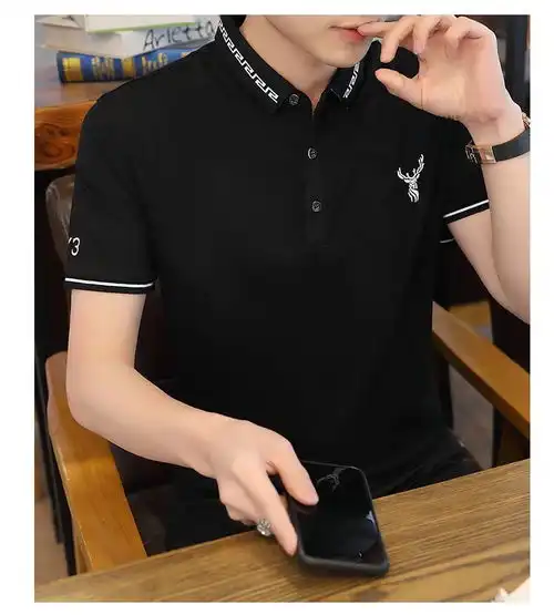 汤河之家休闲男装短袖翻领t恤男2020夏季新款轻薄含棉清爽修身polo衫a