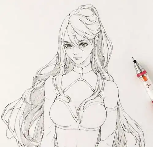 彩铅人物素材唯美人物插画请你认真向风学学怎么往我怀里钻