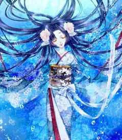 二次元和风美图身穿和服,姿形秀丽,容光照人的漂亮小仙女