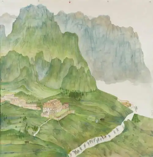 现场红色印记壮丽史诗中国国家画院重走长征路山水画主题创作作品展开幕