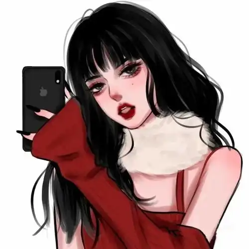 手绘气质红衣女生头像,永远热爱,永远热泪盈眶