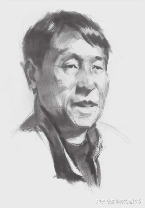 男老人素描人物头像的画法