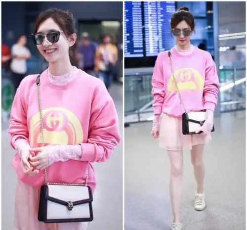 杨幂真会穿,长短2件t恤叠着来,33岁穿得太少女,却不违和